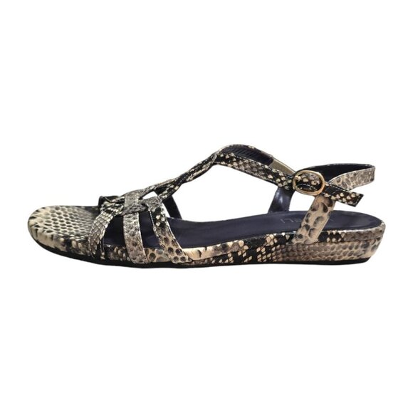 Vaneli Gray Snake Print Leather Braided Slingback Open Toe Sandals Sz 8S - Picture 2 of 9